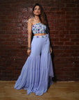 Periwinkle Blue 3D Embroidered Sharara Set - sharara USA