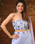Periwinkle Blue 3D Embroidered Sharara Set - sharara USA
