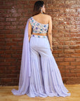 Periwinkle Blue 3D Embroidered Sharara Set - sharara USA