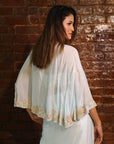 Powder Blue Draped Skirt and Cape Set - indian stylish dress