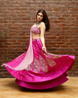 Hot Pink Hand Embroidered Lehenga Set - lehenga choli lehenga choli