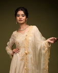 Ivory Beige Anarkali Set - anarkali set USA