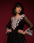 Black Embroidered Kurta Set - black kurti for women