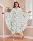 Liril Blue Floral Print Butterfly Slit Kaftan Set - indian garb