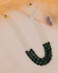 White Pearl and green beads Traditional Maala for Men - indian men jewelry