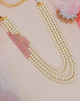 White Pearl and pink beads Traditional Maala for Men - indian men jewelry