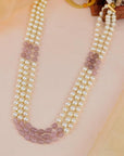 Gold Plated Pink Beaded Pearl Necklace for Men - indian jewelry