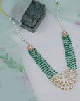 Gold Plated White Sea Green Pearl Maala - man jewelry