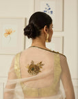 Ivory-Gold Paro Saree - white indian clothes
