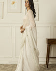 White Meenakshi Georgette Saree - white indian outfits