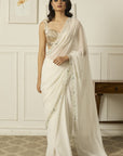 White Meenakshi Georgette Saree - white indian outfits