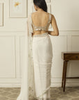 White Meenakshi Georgette Saree - white indian outfits