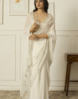 White Meenakshi Georgette Saree - white indian outfits