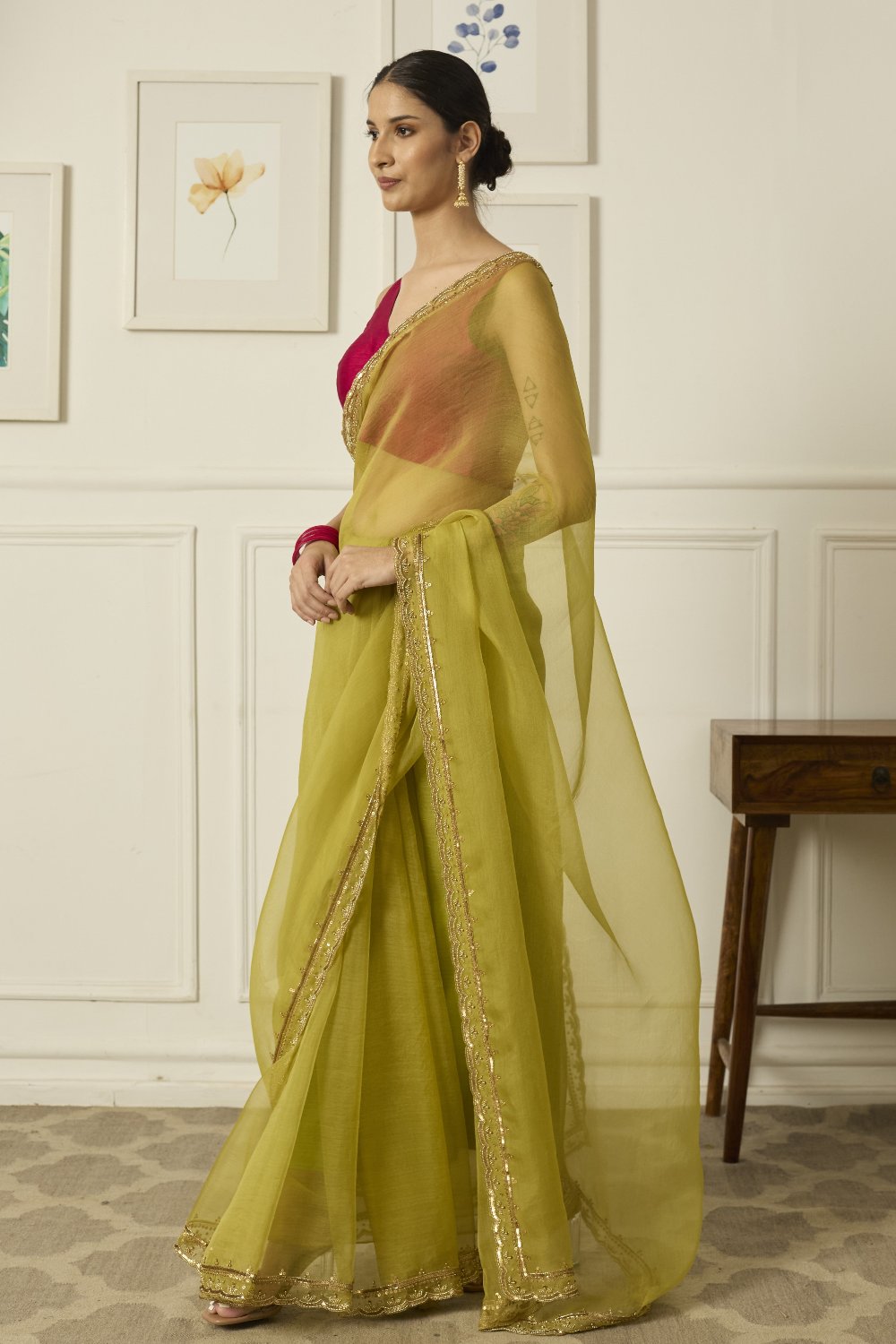 LIME RUQSAT Saree - indian wear