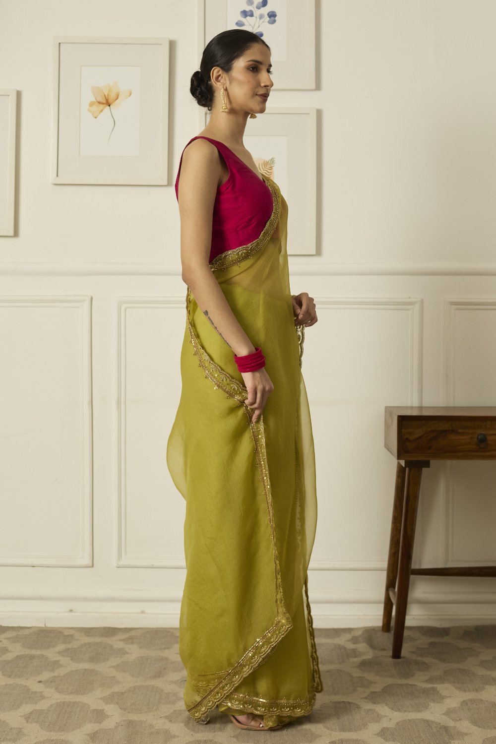 LIME RUQSAT Saree - indian wear