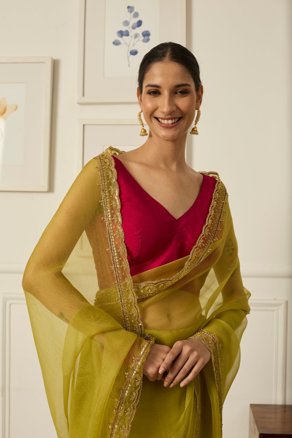 LIME RUQSAT Saree - indian wear