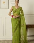 Lime Meenakshi Saree - saree and choli