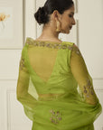 Lime Meenakshi Saree - saree and choli