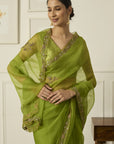 Lime Meenakshi Saree - saree and choli