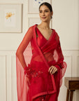 RED ARADHANA Saree - red indian dresses