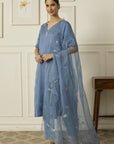 Powder Blue Iris Kurta Set - ladies indian outfits