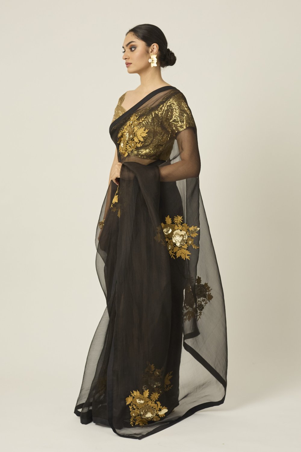 Black and Gold ARADHANA Saree - indian dress gold