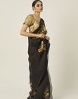 Black and Gold ARADHANA Saree - indian dress gold