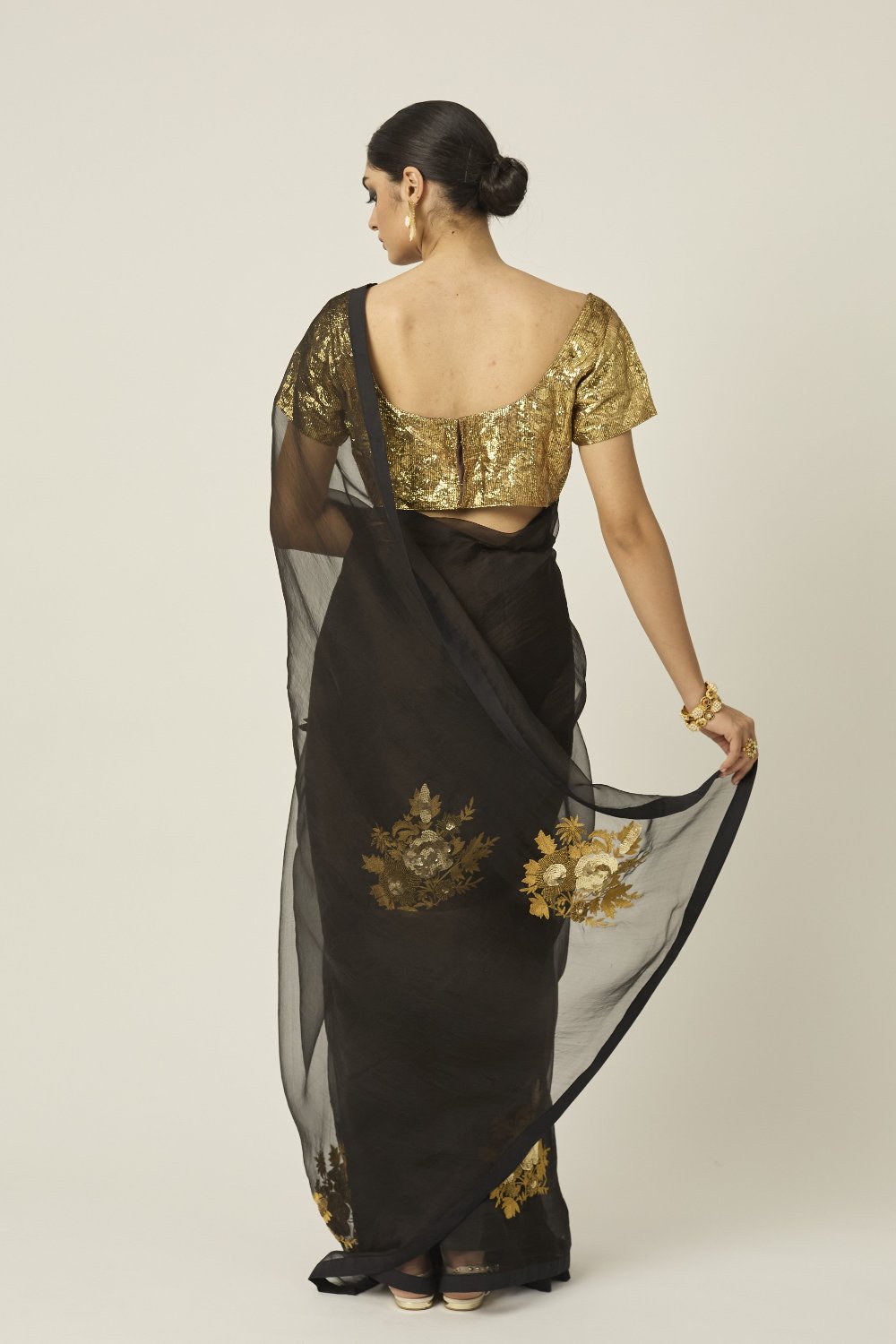 Black and Gold ARADHANA Saree - indian dress gold