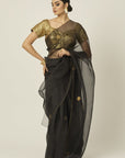 Ace Black Silk Organza Saree - saree with choli