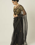 Ace Black Silk Organza Saree - saree with choli