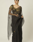 Ace Black Silk Organza Saree - saree with choli