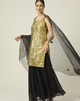 TILFI Golden Sharara Set - designer sharara