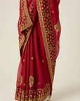 MYRA Red Organza Saree - red indian wear