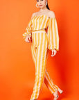 Cyber Yellow Stripes Pant Set - yellow dress Australia