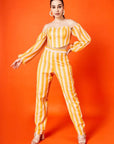 Cyber Yellow Stripes Pant Set - yellow dress Australia