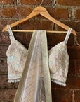 Peach Organza Saree and Sequin work Blouse - Peach blouse