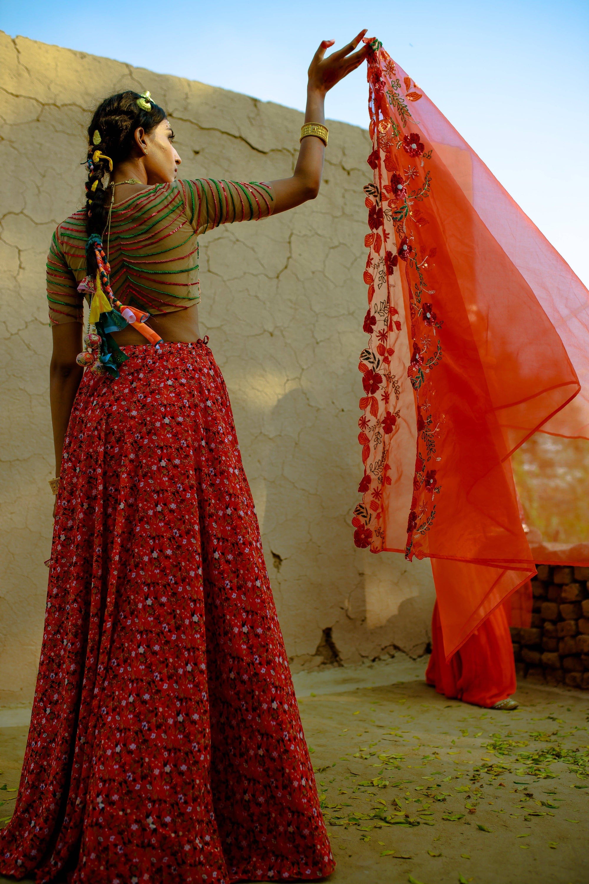 Georgette Bias Lehenga Set - georgette lehenga New Zealand