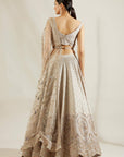 Abalone Grey Gold Lehenga - golden lehenga USA