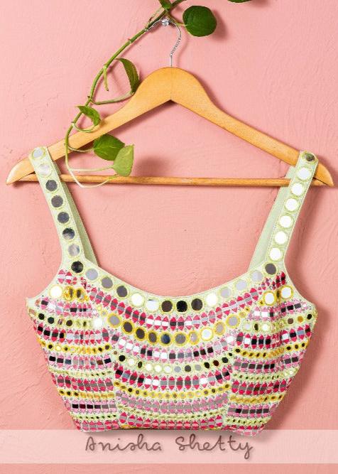 Hot Pink Mirror Flared Sharara with Green Chantily - sharara Sydney