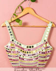 Hot Pink Mirror Flared Sharara with Green Chantily - sharara Sydney