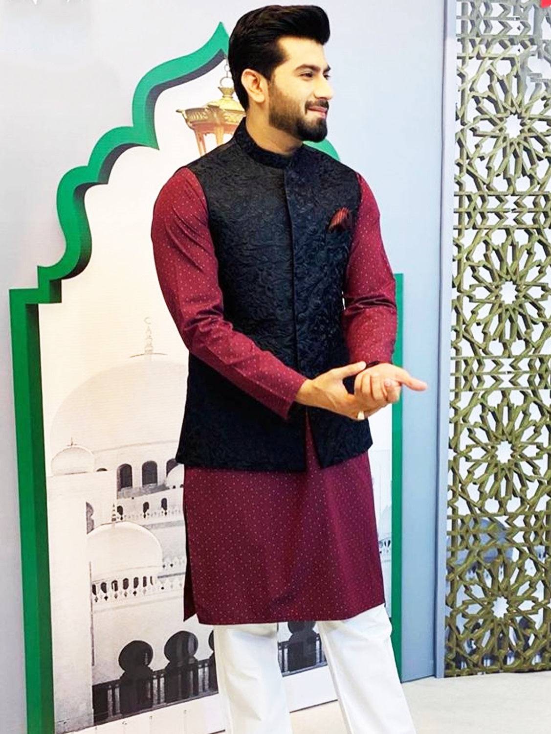 Self Embroidered Waistcoat - indian attire New Zealand