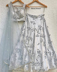 Grey Embroidered Set - grey lehenga Australia