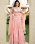 Peach Bead Work Skirt Set - peach lehenga New Zealand