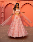 Peach Bead Work Skirt Set - peach skirt New Zealand