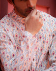 Geometric Print White Kurta Set - kurta for men USA
