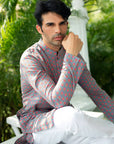 Grey Pink Kurta Set - grey kurta USA
