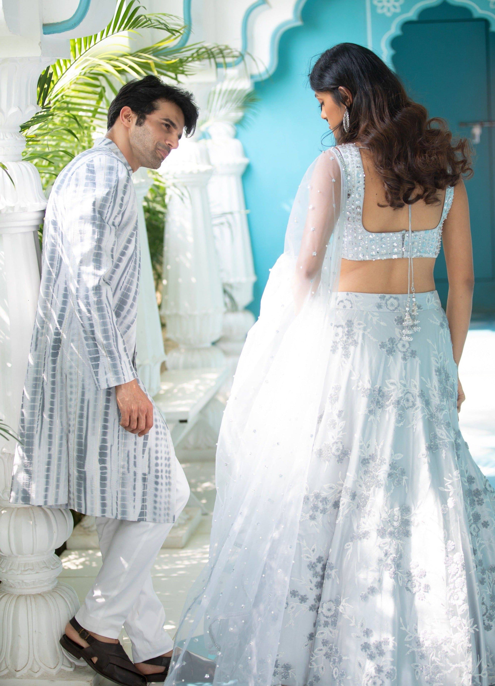 Grey Sherwani with White Pants - sherwani New Zealand