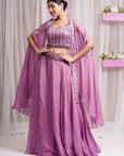 Hand Embroidered Blouse with Cap Skirt and Belt - purple dress Australia