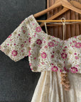 Ivory Thread and Mirror work Lehenga Set with Fuchsia Accent - mirror work lehenga Sydney