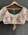 Ivory Thread and Mirror work Lehenga Set with Fuchsia Accent - ivory lehenga Australia